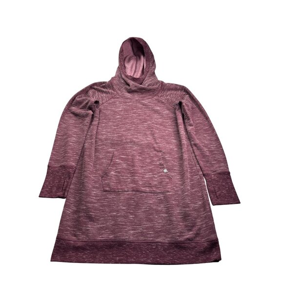 Gaiam Womens Hooded Pullover Dress Size M Maroon Heathered Thumbholes - Picture 1 of 5